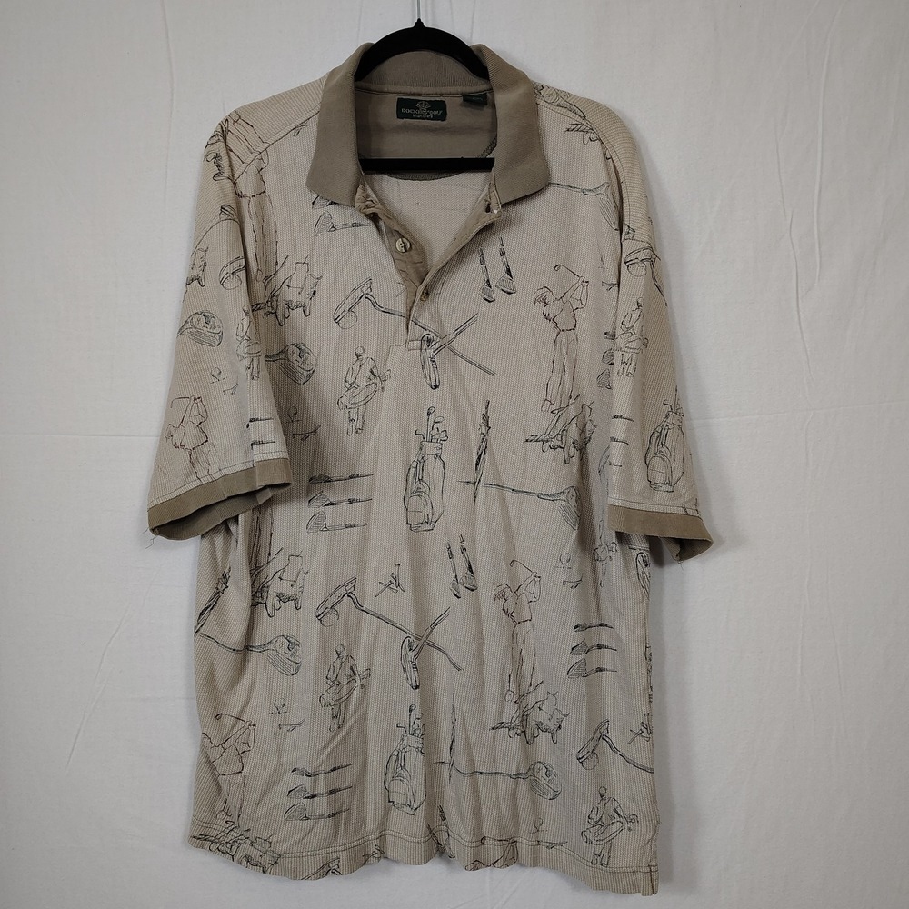 Vtg 90s Streetwear Dockers‎ Polo Shirt Mens XL All Over Print GRUNGE Made In USA